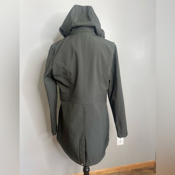 Lauren Ralph Lauren black label soft shell hooded green coat size medium  preppy - Picture 6 of 12